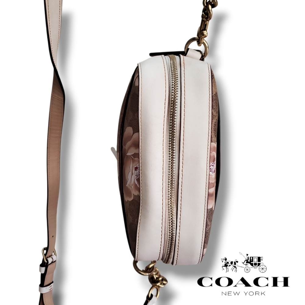 Coach 31695 Rose Print Coated Canvas Crossbody Camera Bag with Leather Tassel - Picture 10 of 17